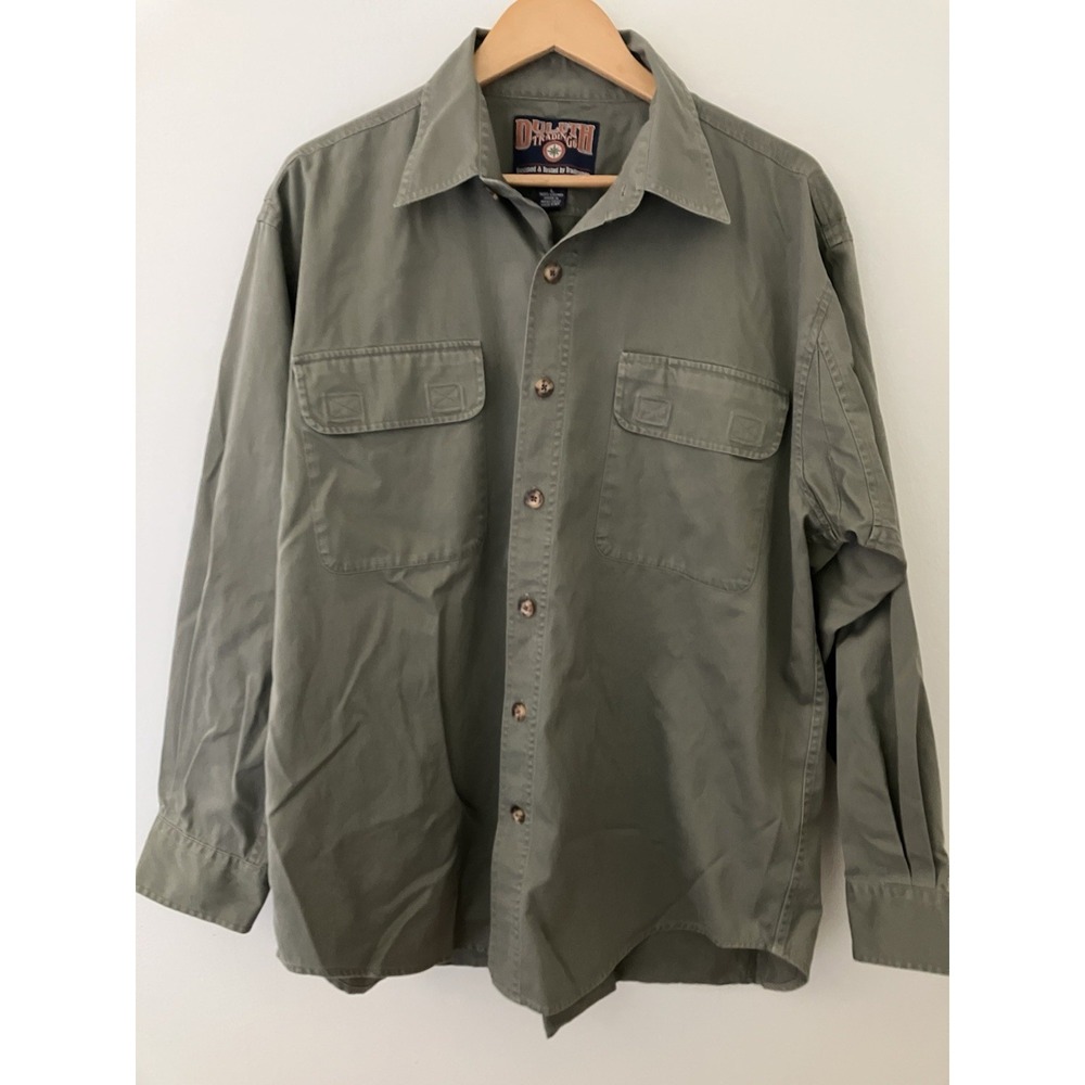 Duluth Trading Olive Green Button Down Shirt Men's Sz Large